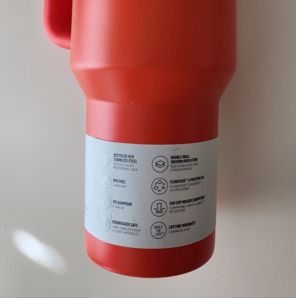 Stanley Authentic Vibrant Orange Quencher 40oz Tumbler NWT - Picture 3 of 5